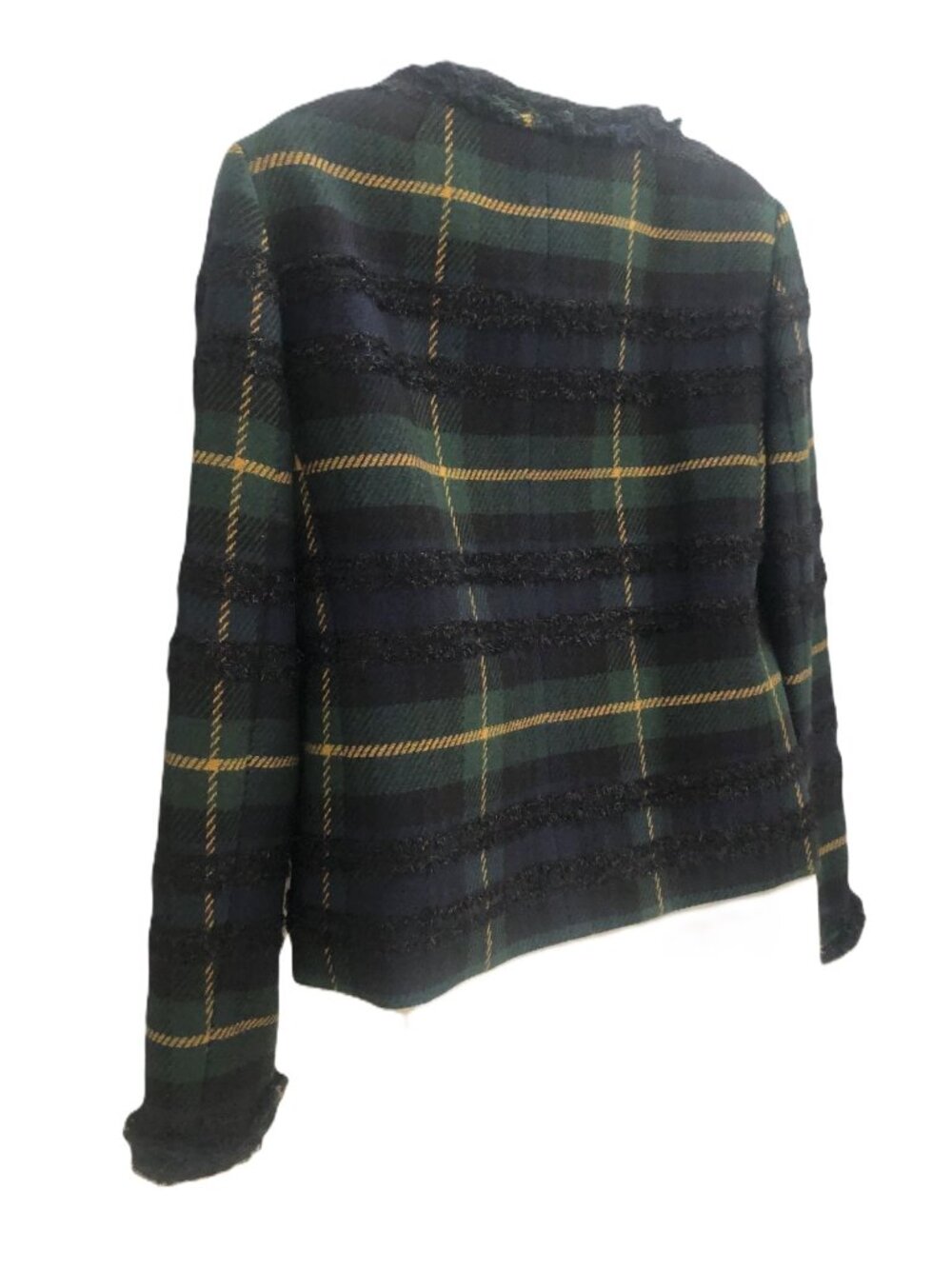 J. Crew Black Watch Tartan Plaid Jacket Lurex Trim Women's 8 NWT - Picture 9 of 13